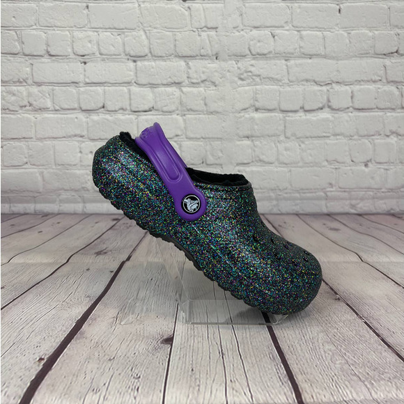 CROCS Other - Crocs Classic Glitter Lined Clog Size J3 (205937-9BD)